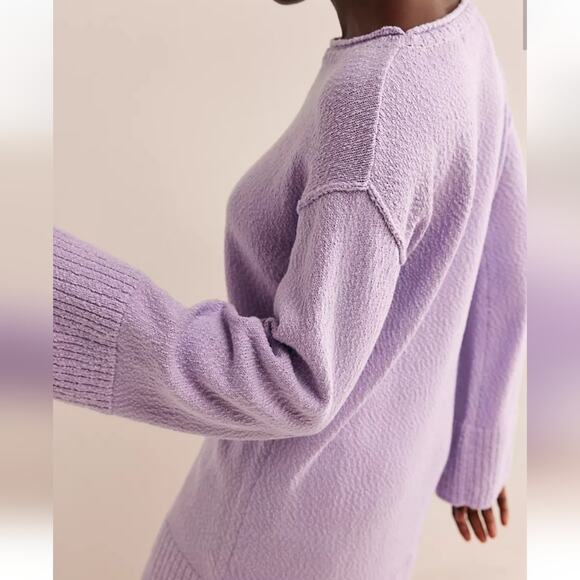 Free People FP Beach NEW Melanie Pastel Purple Oversized Slouchy Sweater Tunic S - Picture 14 of 16